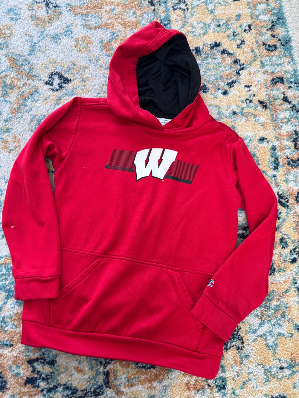 Champion Red Hooded Sweatshirt with White W Logo